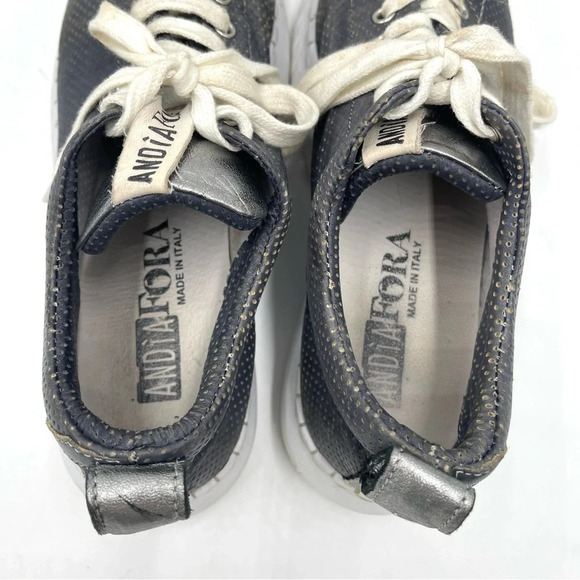 Andia Fora metallic silver Italian leather sneakers size 40/10 - Picture 5 of 8